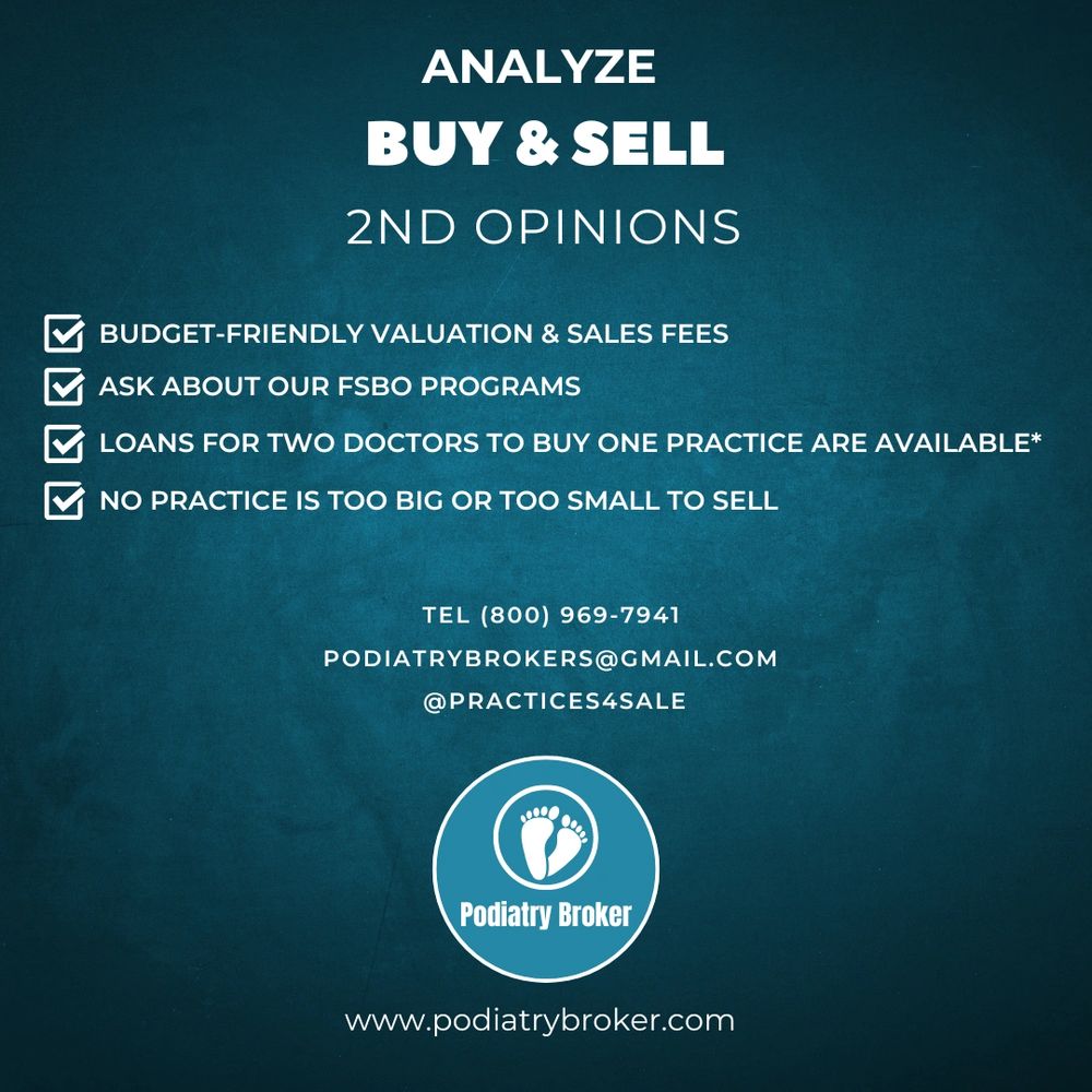Podiatry Broker is the easiest way to buy, sell, and analyze podiatry practices!