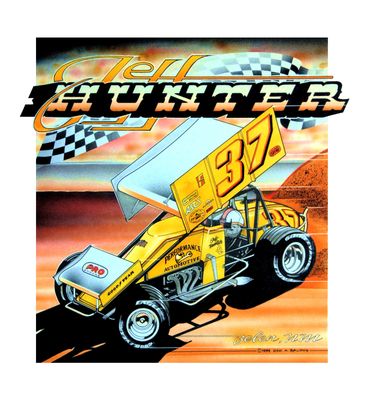 T-Shirt Design, Watercolor Illustration for Merchandise, Dirt Track Sprint Car Racer