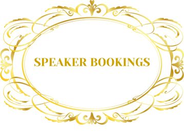 Elegant gold frame with 'Speaker Bookings' text inside.