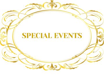 Elegant gold frame with 'SPECIAL EVENTS' text inside.