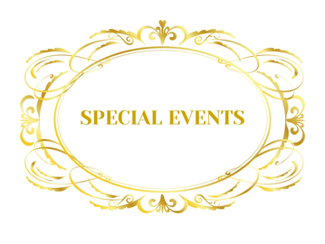 Elegant gold frame with 'SPECIAL EVENTS' text inside.