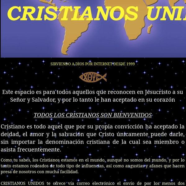 Página web cristiana que da la bienvenida a todos los creyentes en Jesucristo.