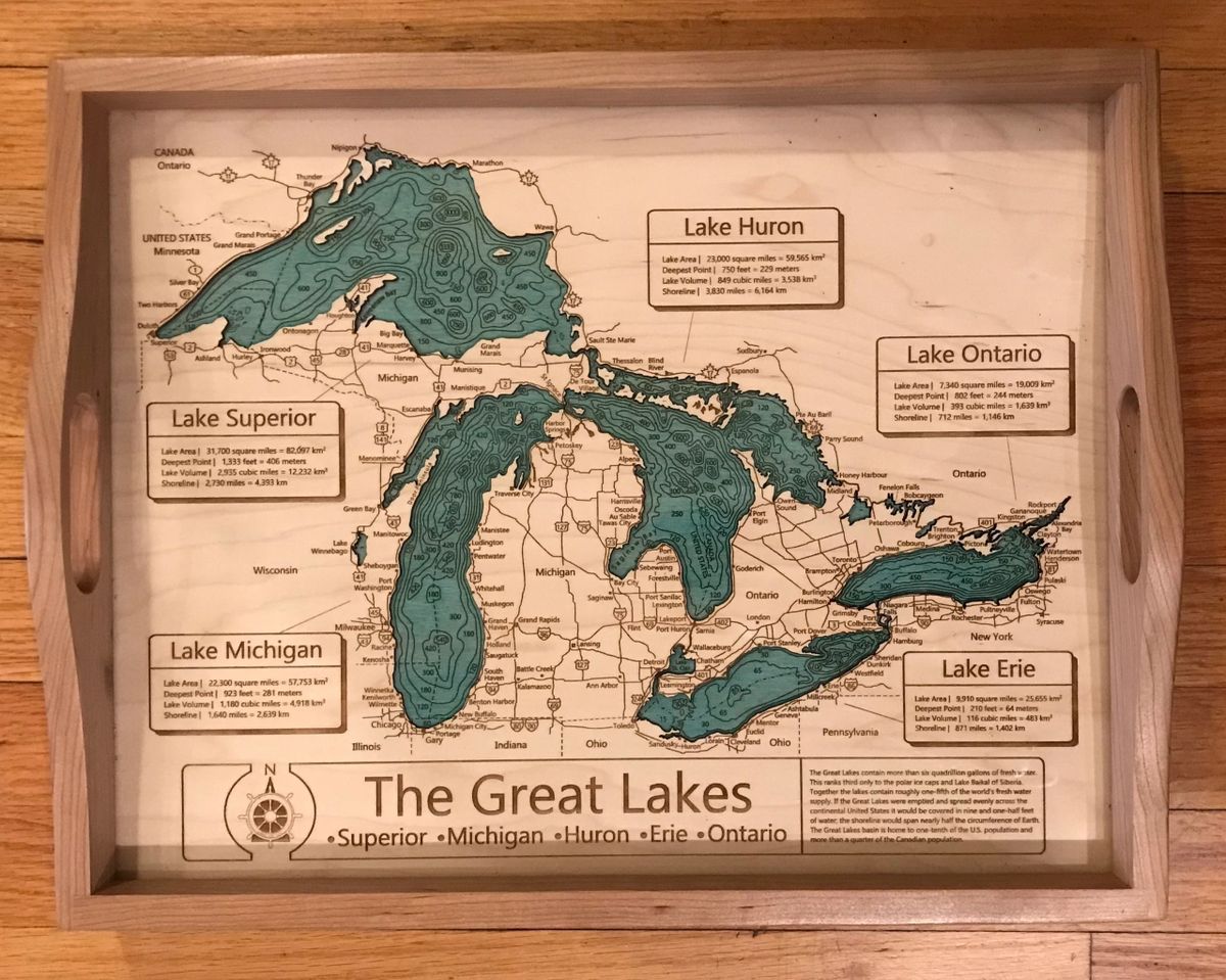 Great Lakes serving tray blond wood