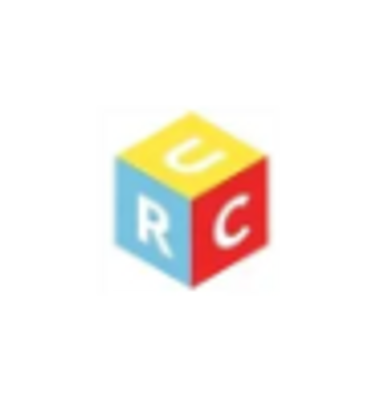 A colorful cube with letters U, R, and C on yellow, blue, and red faces.