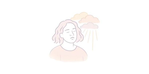 Pastel line art of a non-binary person with clouds & light shining in, for stress and resilience.