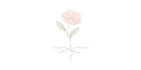 Pastel line art of a flower growing from cracks, symbolizing depression and hope.