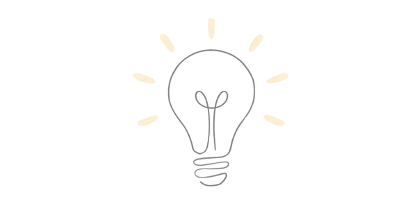 Minimalist line art of a light bulb with pastel accents, symbolizing clarity and inspiration.
