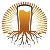 Beer glass merging with tree roots in a stylized logo.