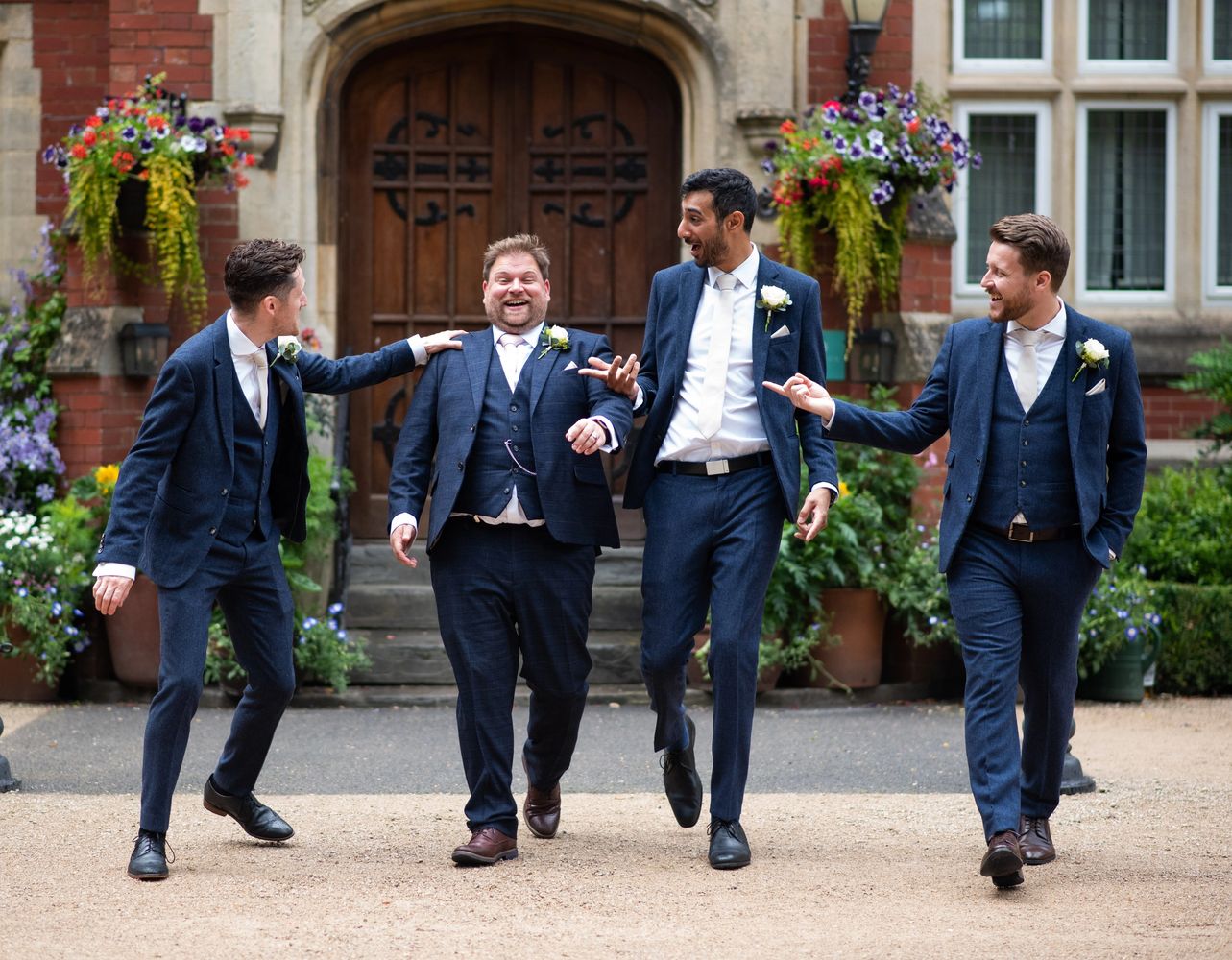 Southville Celebrant. Groom and ushers / groomsmen prepare for wedding ceremony at Berwick Lodge.