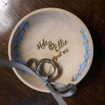 Southville celebrant. Ring blessing wedding ceremony, Weddings rings in beautiful decorated bowl. 