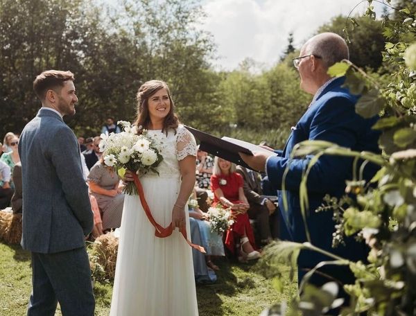 Southville Celebrant-led wedding ceremony at Folly Farm, glamping  outdoor wedding venue Somerset