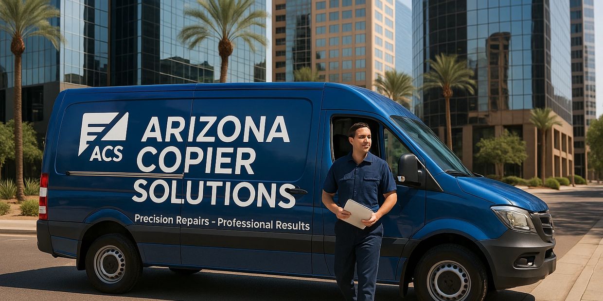 Arizona Copier Solutions Copier Repair Technician arriving at customer site to repair their copier.