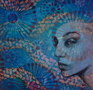 Cuidando Las Aguas 
20" x 2o" 
Mixed-media on canvas