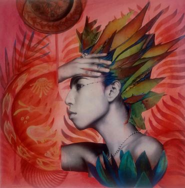 El Plato del Axolotl 
16" x 16" 
Mixed-media