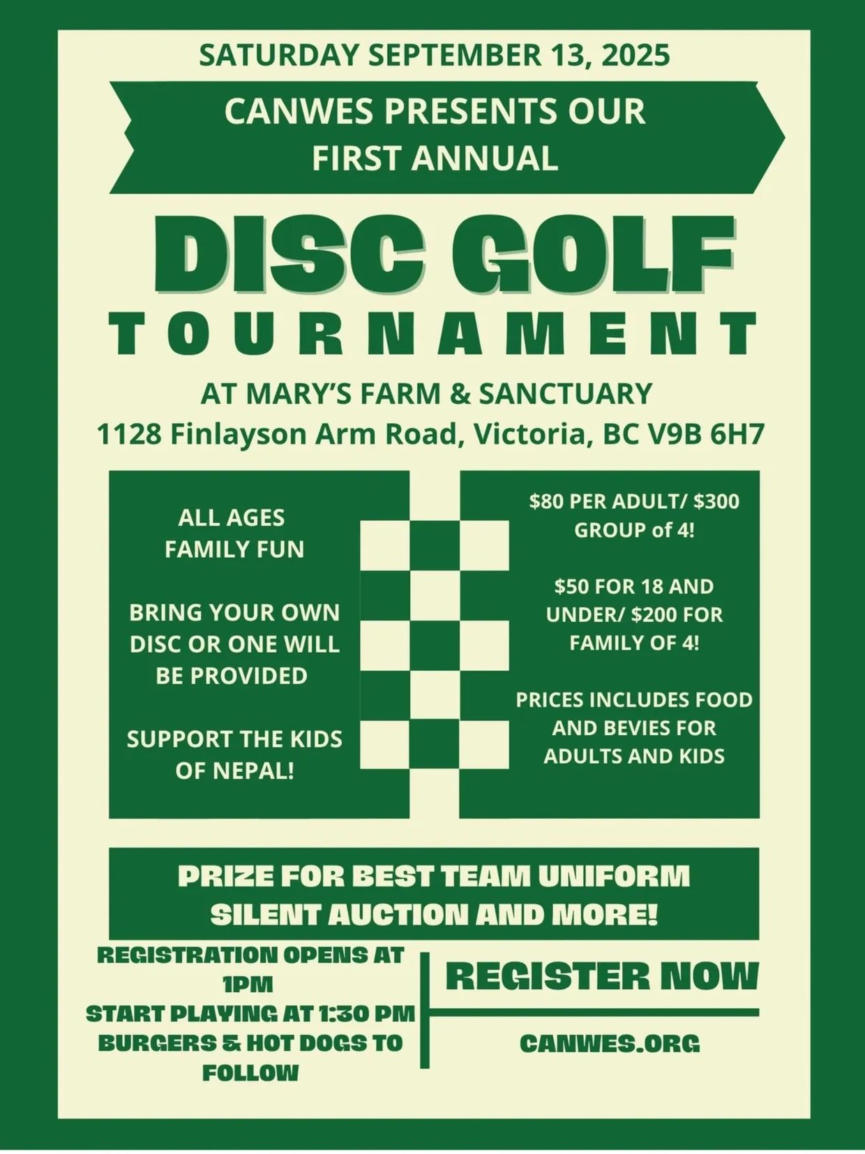 THANK YOU for Suppporting Our 1st Ever DISC GOLF Tournament!    
We had a successful inaugural event