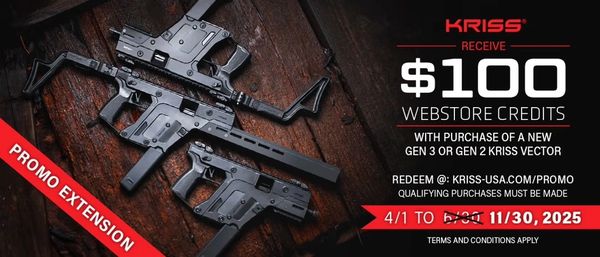 11/30/25 KRiss Vector Webstore credit KRISS Vector Gen 2 or Gen 3 CRB, SDP and SBR