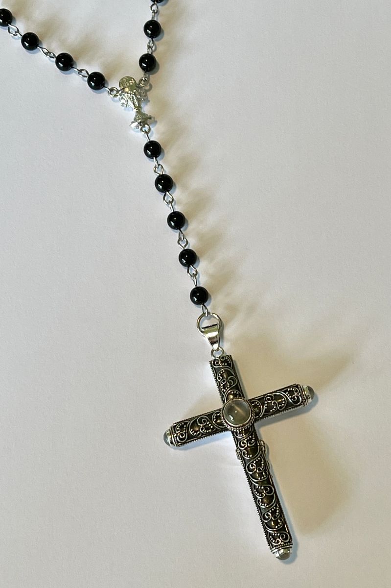 Cruel Intentions Rosary w/ Sterling Silver Wave Cross, Moonstones
