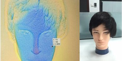 侧面探测头模与3D颜色热图对比。