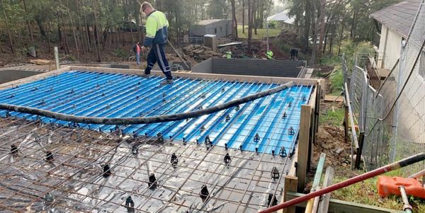 Pump line ready for concrete, Bondek suspended house slab second area #warrimo