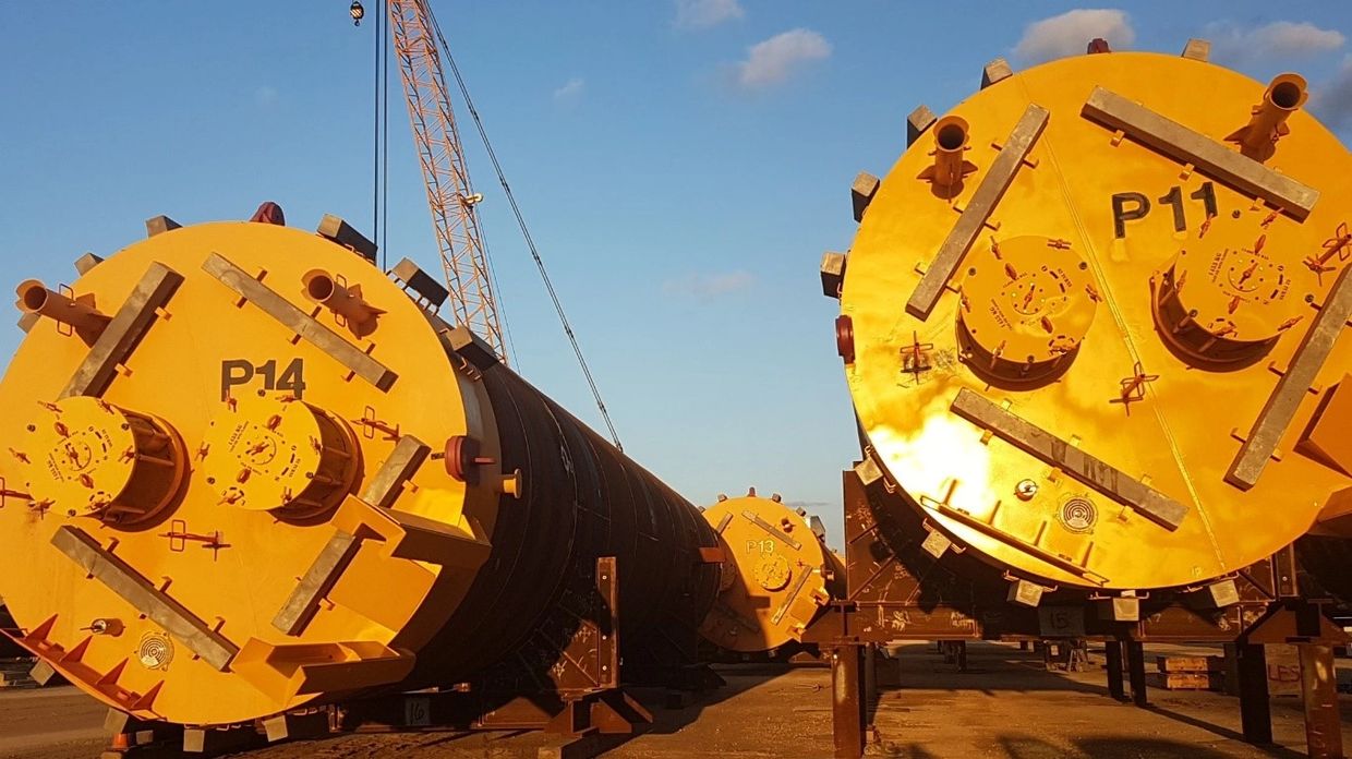 Premium Subsea PS-42 Vent Caps (Hatch Valves) installed as part of venting system on suction piles