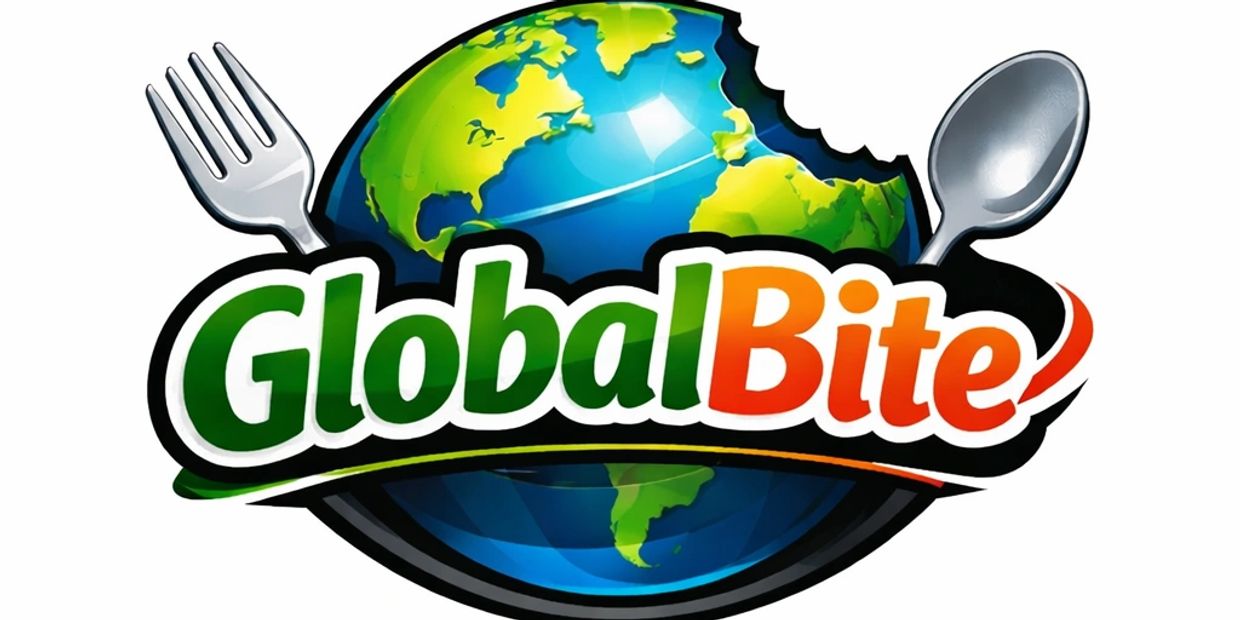 Logo featuring a bitten Earth with a fork and spoon, titled 'Global Bite'.