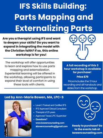 Workshop on IFS skills focusing on parts mapping and externalizing parts.
