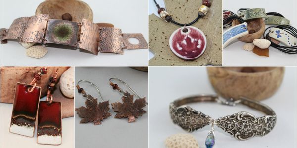 copper bracelet ceramic pendant bracelet copper enamel earrings maple copper earrings spoon bracelet