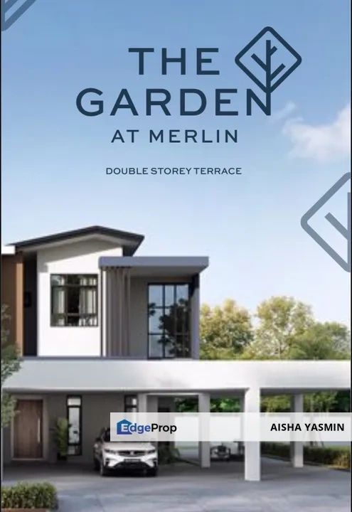 Modern double-storey terrace house at The Garden at Merlin with sleek design.