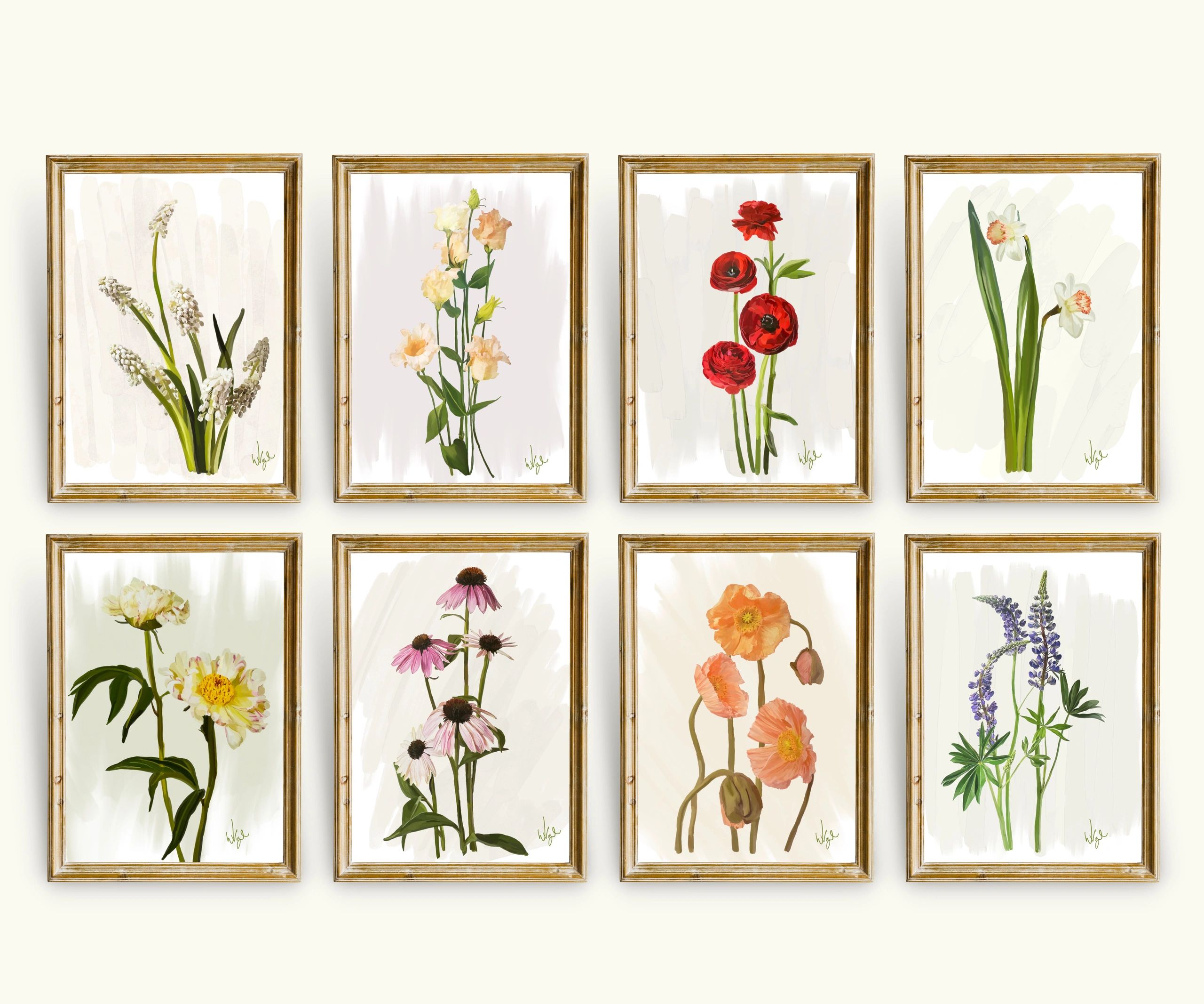 Vintage Inspired Gouache Floral and Botanical Painting Collection by Wyoming Wild and Free