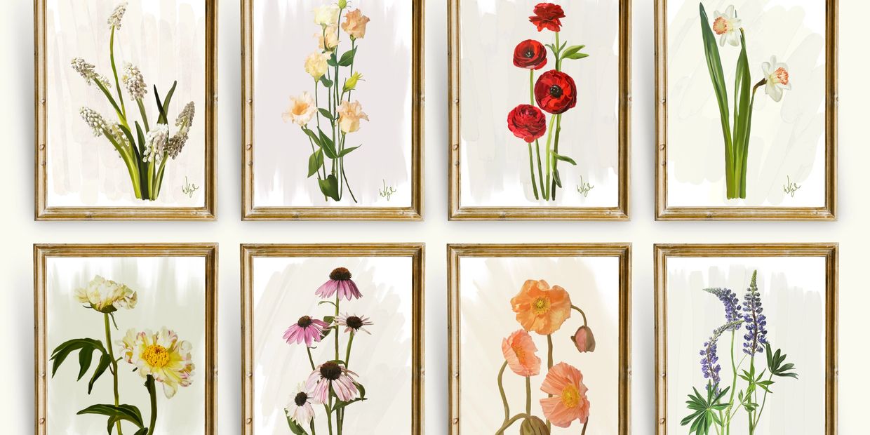 Vintage inspired floral gouache painting series by Wyoming Vogel for Wyoming Wild and Free.