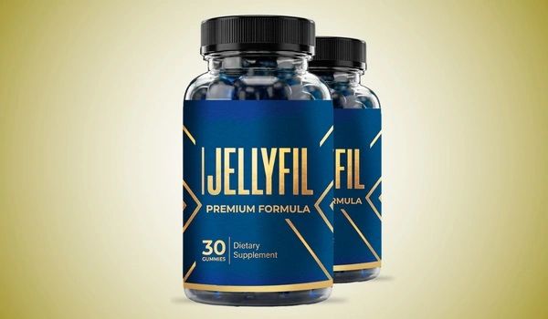 Two bottles of IJELLYFIL dietary supplement gummies.