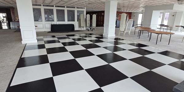 Checkered dancefloor new orleans wedding calfee productions
