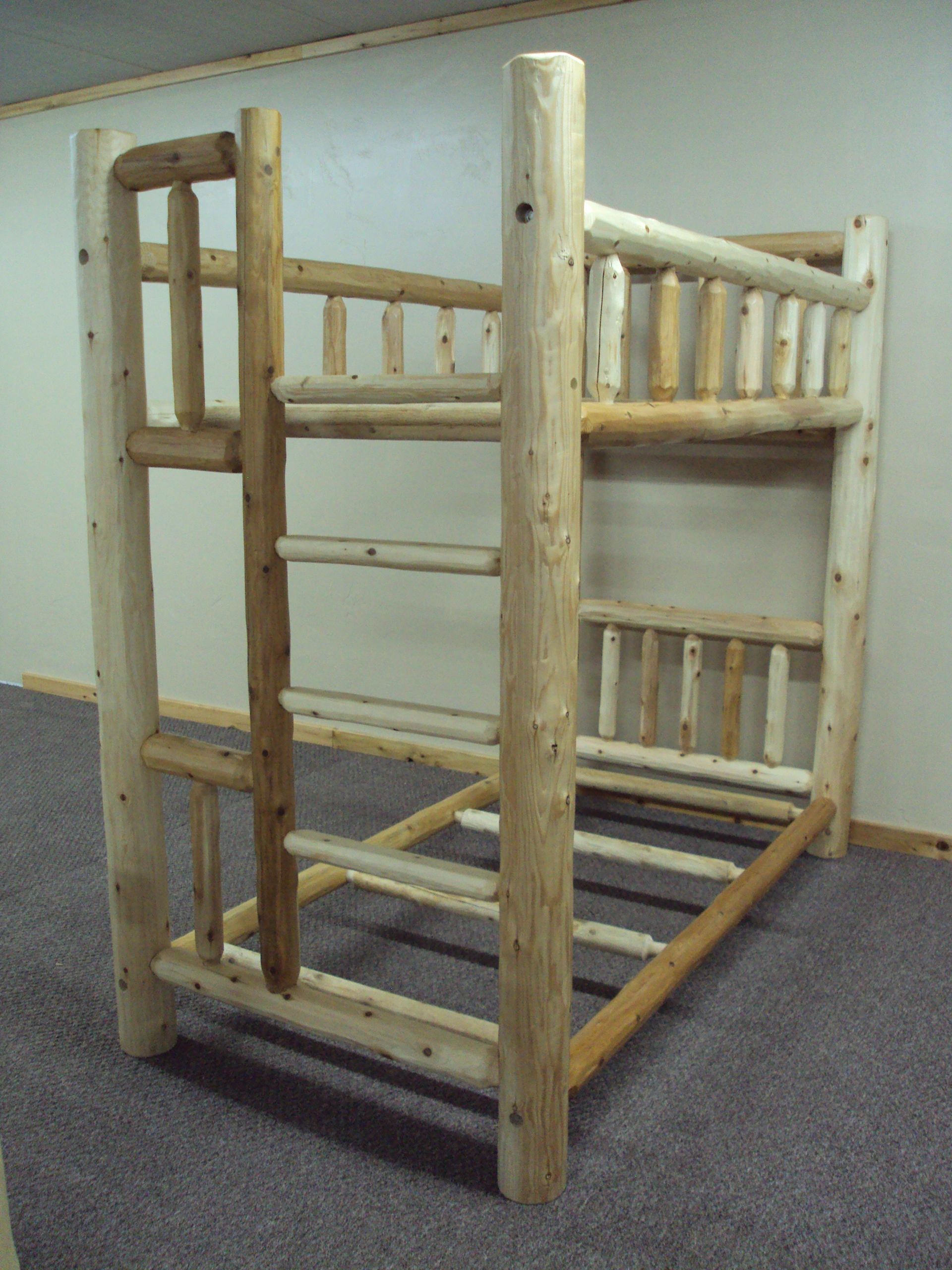 Cedar Log Bunk Bed Bedroom Rustic Furniture Twin Over Twin Full Double Queen With Ladder Built In