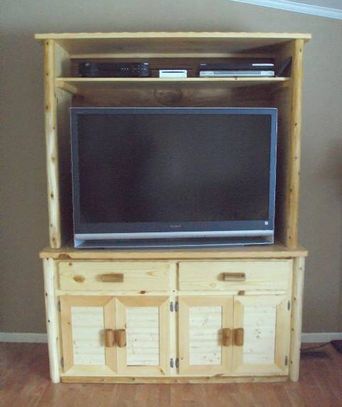 Log Cedar TV Stand Entertainment Center Drawers Doors Hutch Living Room Rustic Furniture