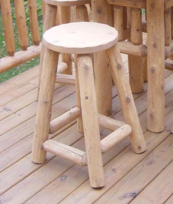 Log Cedar Bar Pub Barstool Outdoor Rustic Furniture