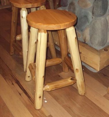 Log Cedar Bar Pub Barstool Stool Round Swivel Rustic Furniture