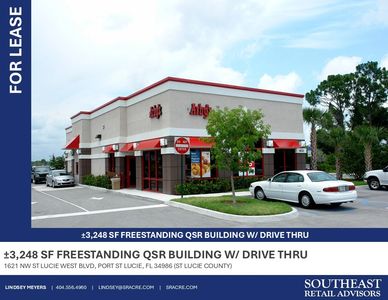 Freestanding 3,248 SF QSR building with drive-thru for lease in Port St Lucie.
