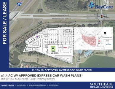 Site plan for a 1.4-acre express car wash property for sale in Palmetto, FL.