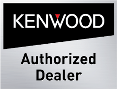 Kenwood Authorized Dealer logo with black and white design.