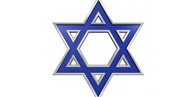 6 point star in blue and white; Star of David