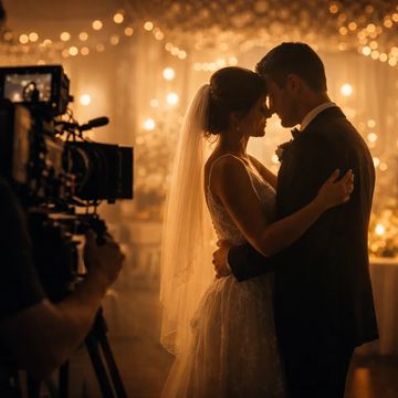 Bride and groom share an intimate moment during a wedding shoot.