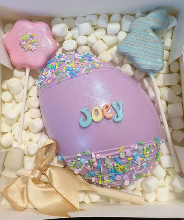 Colorful Easter-themed treats with the name Joey.