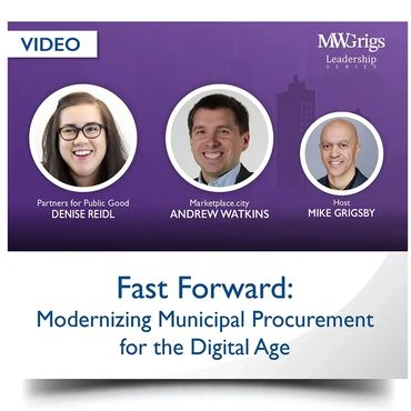 Webinar on modernizing municipal procurement for the digital age with expert panelists.