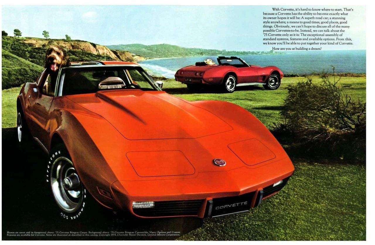 This 1975 Corvette ad leaned into the idea that a Corvette was more than a car—it was a canvas for personal expression. With bold styling, a long list of standard features, and a variety of options, it promised buyers the chance to build not just a vehicle, but a dream uniquely their own. (Image courtesy of GM Media LLC)
