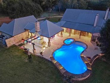 view of a swimming pool from the top 