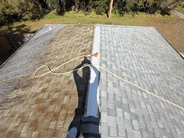 Asphalt shingle roof soft wash