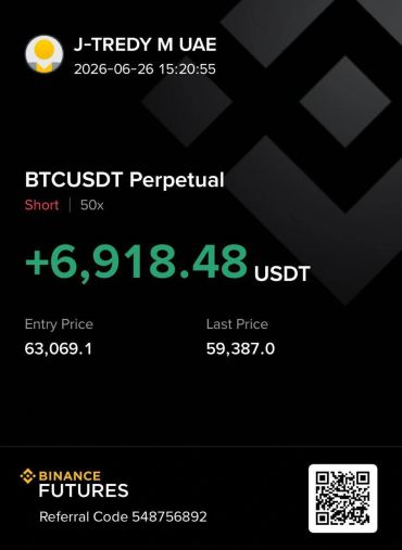 Cryptocurrency futures trading profit screenshot on Binance.