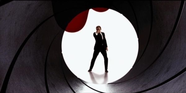 looking down the barrel of James Bond's gun