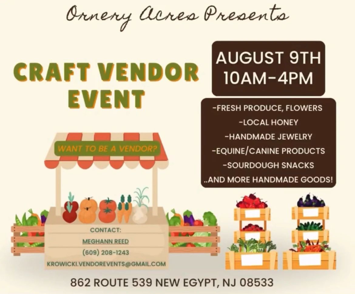 August 9
10-4
Krowicki Farms 
862 route 539 New Egypt, NJ 08533.