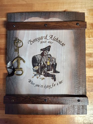 Wood pirate plaque